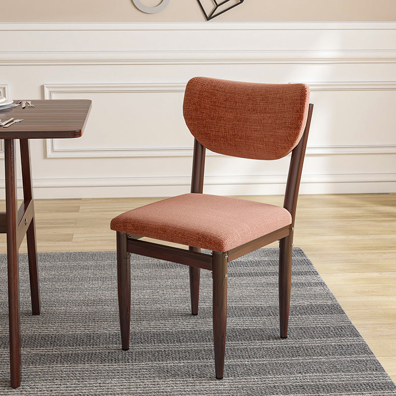 Scandinavian Home Side Chair Upholstered Open Back Metal Single Dining Chair Light Orange Walnut Clearhalo ' kitchen&dining_furn' 'Dining Chairs' 'Dining Tables & Seating' 'dining_chair' 'furn' 'furn_dining_chair' 'Furniture' 'furniture_dining_chair' 'Kitchen & Dining Furniture' 'kitchen' 3846659