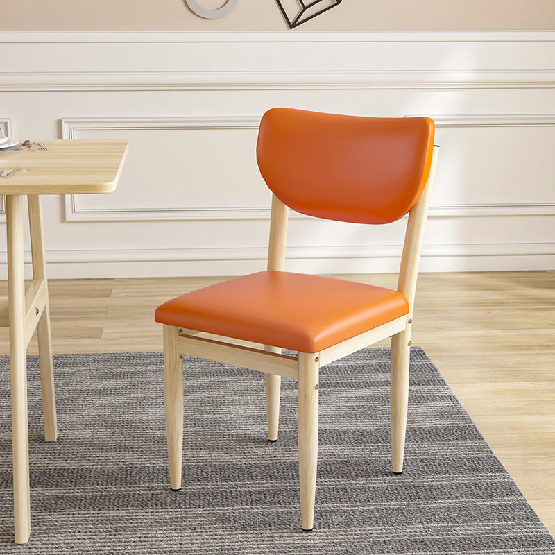 Scandinavian Home Side Chair Upholstered Open Back Metal Single Dining Chair Orange Natural Wood Clearhalo ' kitchen&dining_furn' 'Dining Chairs' 'Dining Tables & Seating' 'dining_chair' 'furn' 'furn_dining_chair' 'Furniture' 'furniture_dining_chair' 'Kitchen & Dining Furniture' 'kitchen' 3846665