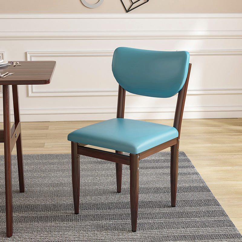 Scandinavian Home Side Chair Upholstered Open Back Metal Single Dining Chair Blue Walnut Clearhalo ' kitchen&dining_furn' 'Dining Chairs' 'Dining Tables & Seating' 'dining_chair' 'furn' 'furn_dining_chair' 'Furniture' 'furniture_dining_chair' 'Kitchen & Dining Furniture' 'kitchen' 3846674