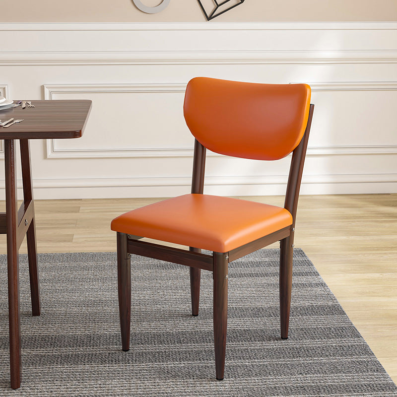 Scandinavian Home Side Chair Upholstered Open Back Metal Single Dining Chair Orange Walnut Clearhalo ' kitchen&dining_furn' 'Dining Chairs' 'Dining Tables & Seating' 'dining_chair' 'furn' 'furn_dining_chair' 'Furniture' 'furniture_dining_chair' 'Kitchen & Dining Furniture' 'kitchen' 3846675