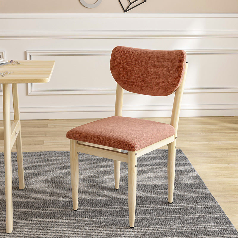 Scandinavian Home Side Chair Upholstered Open Back Metal Single Dining Chair Light Orange Natural Wood Clearhalo ' kitchen&dining_furn' 'Dining Chairs' 'Dining Tables & Seating' 'dining_chair' 'furn' 'furn_dining_chair' 'Furniture' 'furniture_dining_chair' 'Kitchen & Dining Furniture' 'kitchen' 3846681