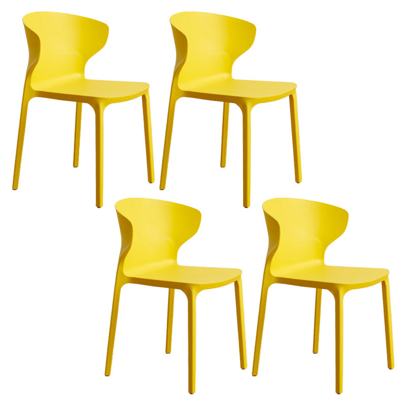 Contemporary Indoor-Outdoor Plastic Dining Chair Stacking Dining Chair Yellow 4 Piece Set Clearhalo ' kitchen&dining_furn' 'Dining Chairs' 'Dining Tables & Seating' 'dining_chair' 'furn' 'furn_dining_chair' 'Furniture' 'furniture_dining_chair' 'Kitchen & Dining Furniture' 'kitchen' 3846689