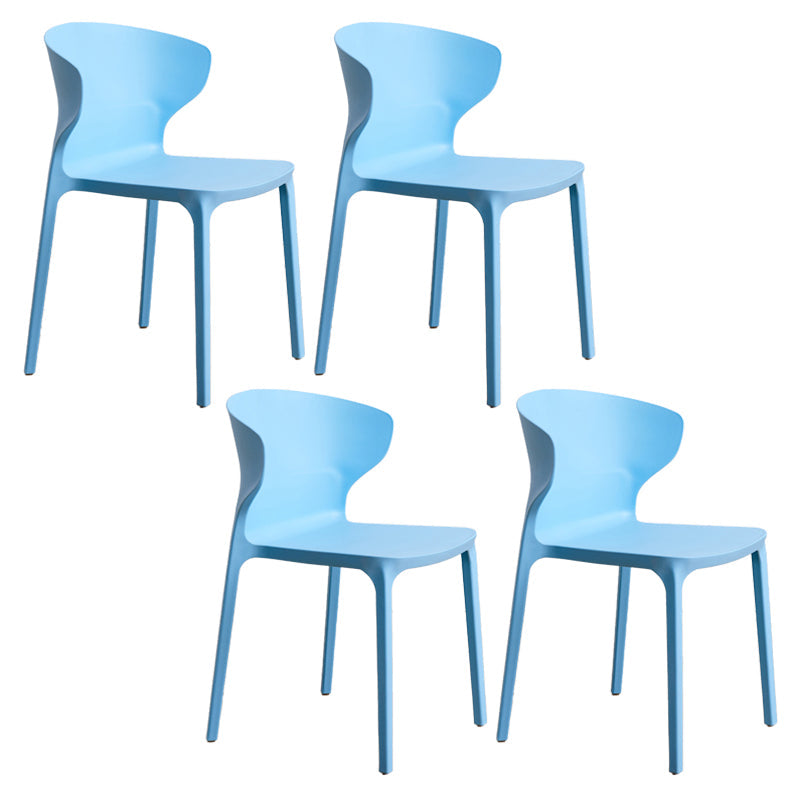 Contemporary Indoor-Outdoor Plastic Dining Chair Stacking Dining Chair Light Blue 4 Piece Set Clearhalo ' kitchen&dining_furn' 'Dining Chairs' 'Dining Tables & Seating' 'dining_chair' 'furn' 'furn_dining_chair' 'Furniture' 'furniture_dining_chair' 'Kitchen & Dining Furniture' 'kitchen' 3846695