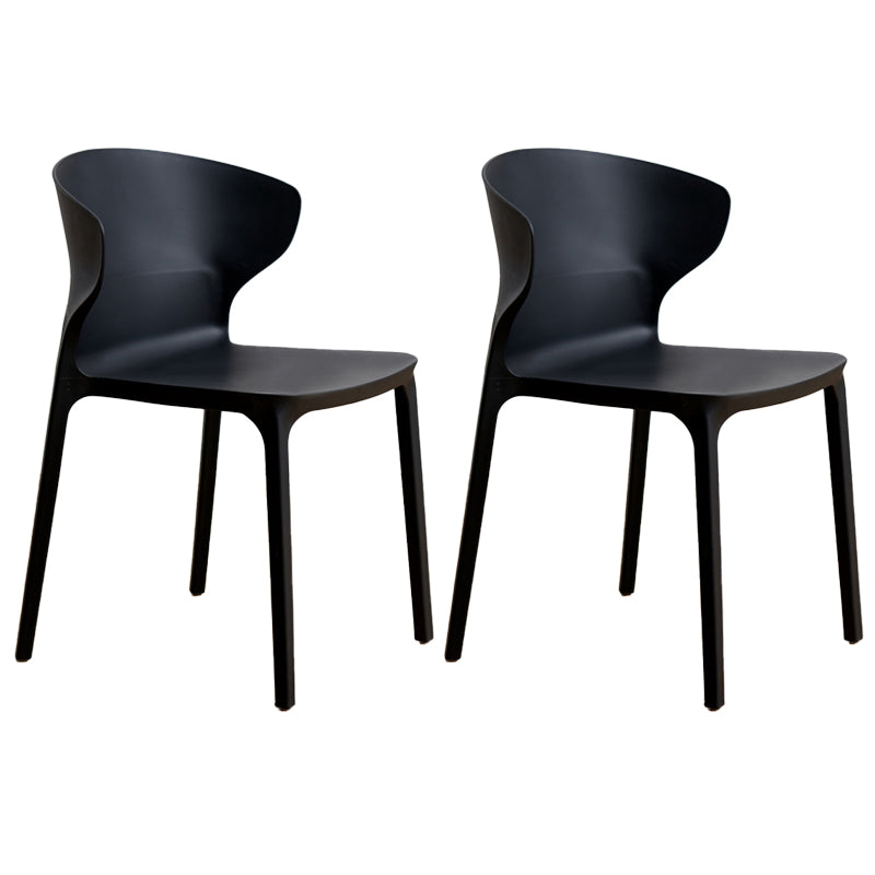 Contemporary Indoor-Outdoor Plastic Dining Chair Stacking Dining Chair Black 2 Piece Set Clearhalo ' kitchen&dining_furn' 'Dining Chairs' 'Dining Tables & Seating' 'dining_chair' 'furn' 'furn_dining_chair' 'Furniture' 'furniture_dining_chair' 'Kitchen & Dining Furniture' 'kitchen' 3846699