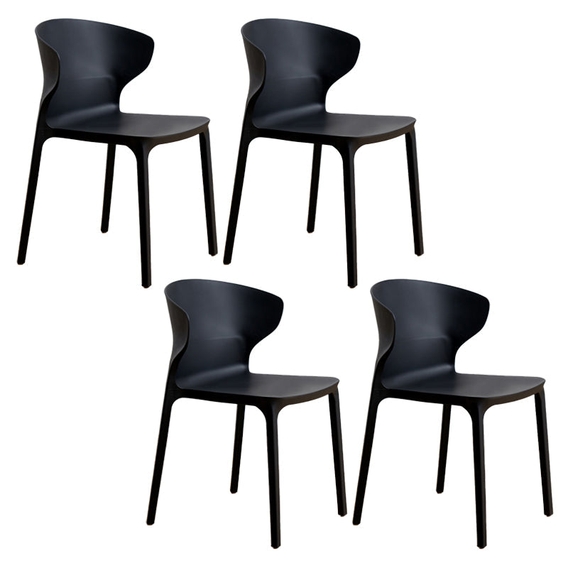 Contemporary Indoor-Outdoor Plastic Dining Chair Stacking Dining Chair Black 4 Piece Set Clearhalo ' kitchen&dining_furn' 'Dining Chairs' 'Dining Tables & Seating' 'dining_chair' 'furn' 'furn_dining_chair' 'Furniture' 'furniture_dining_chair' 'Kitchen & Dining Furniture' 'kitchen' 3846701