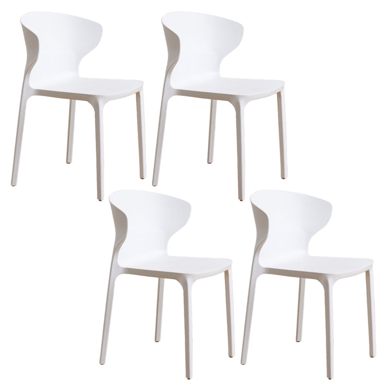 Contemporary Indoor-Outdoor Plastic Dining Chair Stacking Dining Chair White 4 Piece Set Clearhalo ' kitchen&dining_furn' 'Dining Chairs' 'Dining Tables & Seating' 'dining_chair' 'furn' 'furn_dining_chair' 'Furniture' 'furniture_dining_chair' 'Kitchen & Dining Furniture' 'kitchen' 3846707