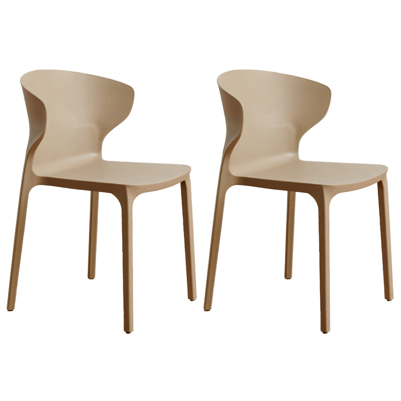 Contemporary Indoor-Outdoor Plastic Dining Chair Stacking Dining Chair Khaki 2 Piece Set Clearhalo ' kitchen&dining_furn' 'Dining Chairs' 'Dining Tables & Seating' 'dining_chair' 'furn' 'furn_dining_chair' 'Furniture' 'furniture_dining_chair' 'Kitchen & Dining Furniture' 'kitchen' 3846709