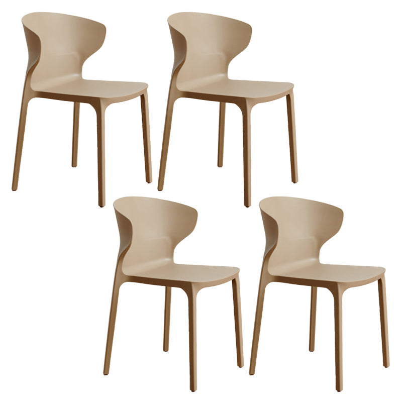 Contemporary Indoor-Outdoor Plastic Dining Chair Stacking Dining Chair Khaki 4 Piece Set Clearhalo ' kitchen&dining_furn' 'Dining Chairs' 'Dining Tables & Seating' 'dining_chair' 'furn' 'furn_dining_chair' 'Furniture' 'furniture_dining_chair' 'Kitchen & Dining Furniture' 'kitchen' 3846710