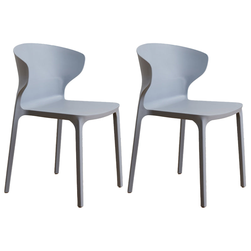 Contemporary Indoor-Outdoor Plastic Dining Chair Stacking Dining Chair Light Gray 2 Piece Set Clearhalo ' kitchen&dining_furn' 'Dining Chairs' 'Dining Tables & Seating' 'dining_chair' 'furn' 'furn_dining_chair' 'Furniture' 'furniture_dining_chair' 'Kitchen & Dining Furniture' 'kitchen' 3846712