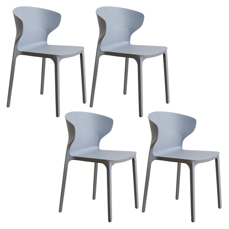 Contemporary Indoor-Outdoor Plastic Dining Chair Stacking Dining Chair Light Gray 4 Piece Set Clearhalo ' kitchen&dining_furn' 'Dining Chairs' 'Dining Tables & Seating' 'dining_chair' 'furn' 'furn_dining_chair' 'Furniture' 'furniture_dining_chair' 'Kitchen & Dining Furniture' 'kitchen' 3846713
