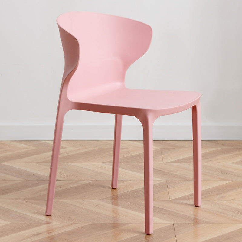 Contemporary Indoor-Outdoor Plastic Dining Chair Stacking Dining Chair Pink 1 Piece Clearhalo ' kitchen&dining_furn' 'Dining Chairs' 'Dining Tables & Seating' 'dining_chair' 'furn' 'furn_dining_chair' 'Furniture' 'furniture_dining_chair' 'Kitchen & Dining Furniture' 'kitchen' 3846714