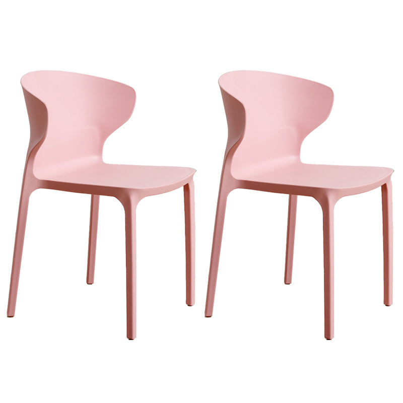 Contemporary Indoor-Outdoor Plastic Dining Chair Stacking Dining Chair Pink 2 Piece Set Clearhalo ' kitchen&dining_furn' 'Dining Chairs' 'Dining Tables & Seating' 'dining_chair' 'furn' 'furn_dining_chair' 'Furniture' 'furniture_dining_chair' 'Kitchen & Dining Furniture' 'kitchen' 3846715