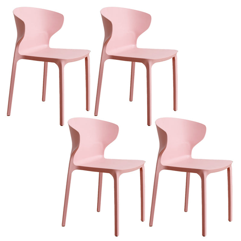 Contemporary Indoor-Outdoor Plastic Dining Chair Stacking Dining Chair Pink 4 Piece Set Clearhalo ' kitchen&dining_furn' 'Dining Chairs' 'Dining Tables & Seating' 'dining_chair' 'furn' 'furn_dining_chair' 'Furniture' 'furniture_dining_chair' 'Kitchen & Dining Furniture' 'kitchen' 3846716