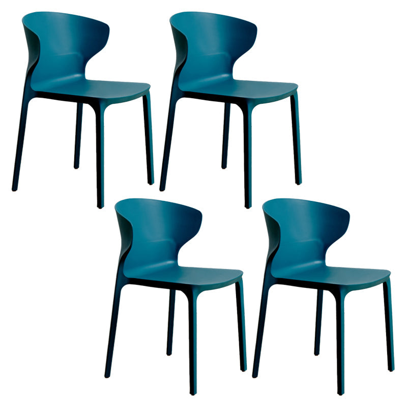 Contemporary Indoor-Outdoor Plastic Dining Chair Stacking Dining Chair Dark Blue 4 Piece Set Clearhalo ' kitchen&dining_furn' 'Dining Chairs' 'Dining Tables & Seating' 'dining_chair' 'furn' 'furn_dining_chair' 'Furniture' 'furniture_dining_chair' 'Kitchen & Dining Furniture' 'kitchen' 3846719