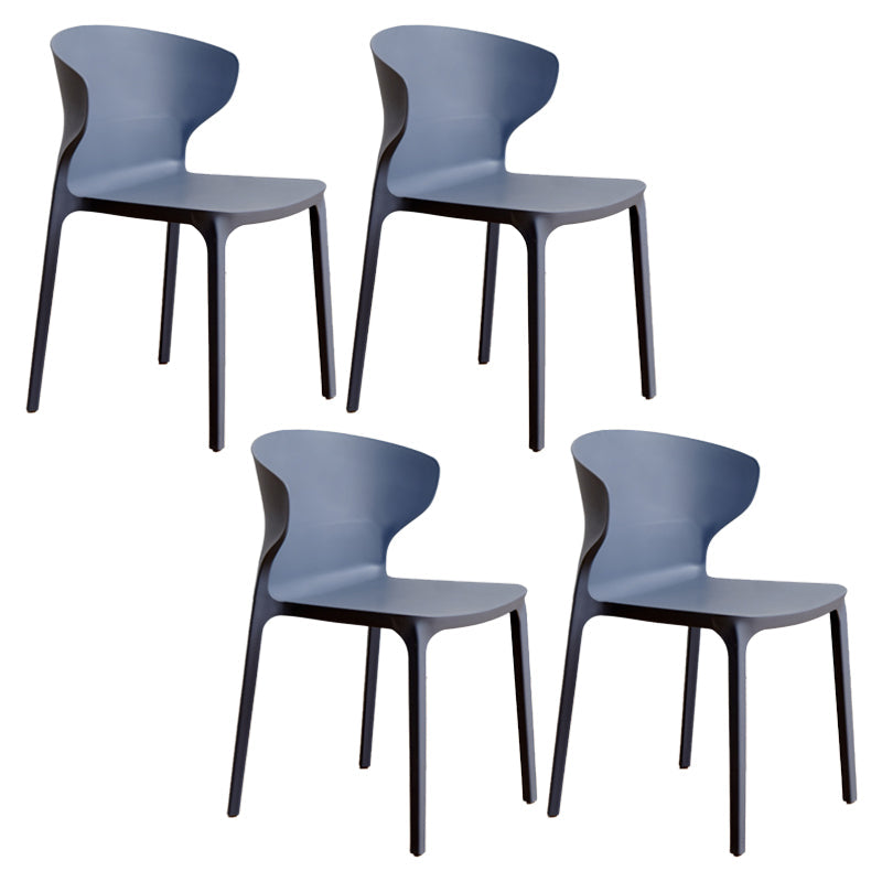 Contemporary Indoor-Outdoor Plastic Dining Chair Stacking Dining Chair Dark Gray 4 Piece Set Clearhalo ' kitchen&dining_furn' 'Dining Chairs' 'Dining Tables & Seating' 'dining_chair' 'furn' 'furn_dining_chair' 'Furniture' 'furniture_dining_chair' 'Kitchen & Dining Furniture' 'kitchen' 3846722