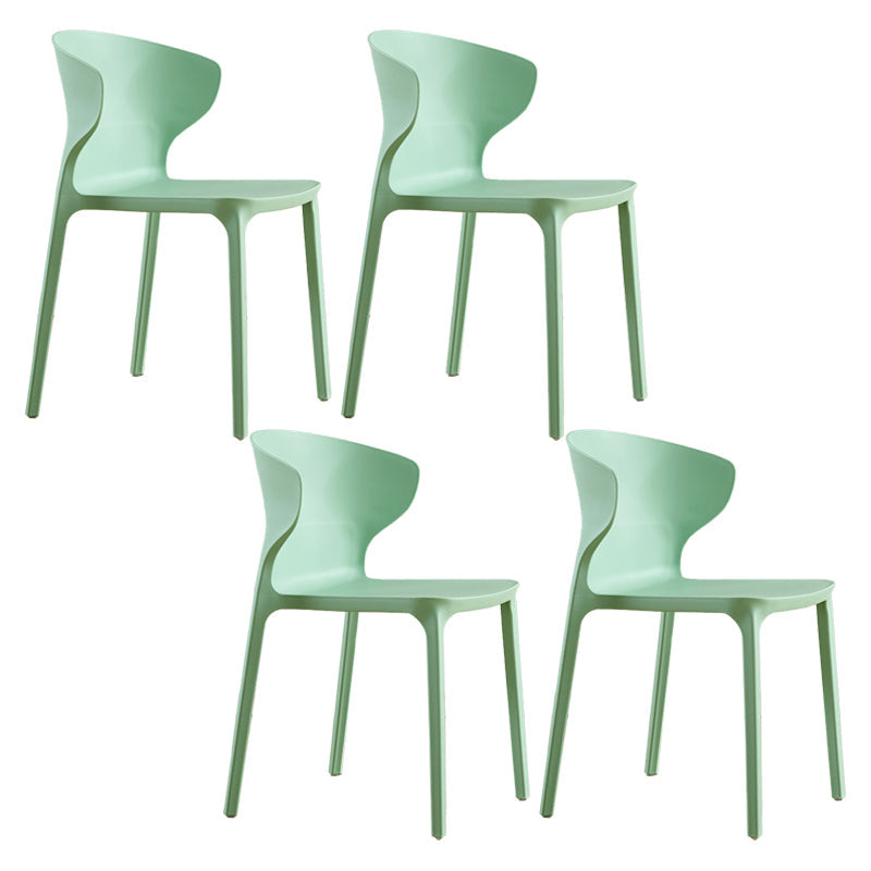 Contemporary Indoor-Outdoor Plastic Dining Chair Stacking Dining Chair Green 4 Piece Set Clearhalo ' kitchen&dining_furn' 'Dining Chairs' 'Dining Tables & Seating' 'dining_chair' 'furn' 'furn_dining_chair' 'Furniture' 'furniture_dining_chair' 'Kitchen & Dining Furniture' 'kitchen' 3846728