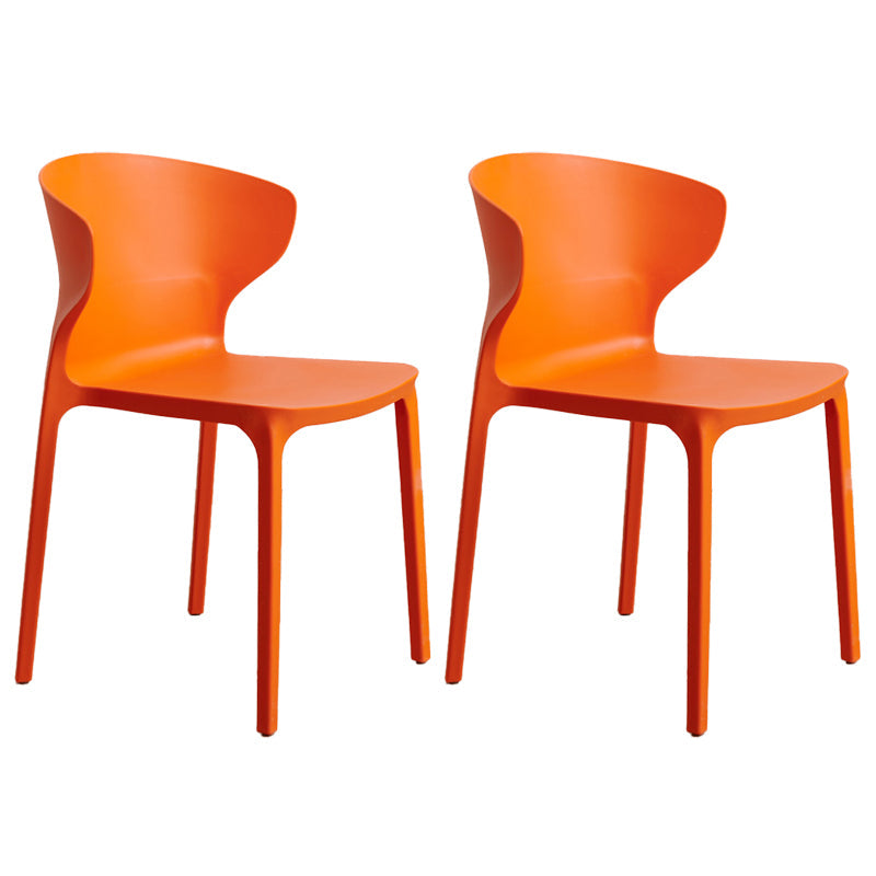 Contemporary Indoor-Outdoor Plastic Dining Chair Stacking Dining Chair Orange 2 Piece Set Clearhalo ' kitchen&dining_furn' 'Dining Chairs' 'Dining Tables & Seating' 'dining_chair' 'furn' 'furn_dining_chair' 'Furniture' 'furniture_dining_chair' 'Kitchen & Dining Furniture' 'kitchen' 3846730