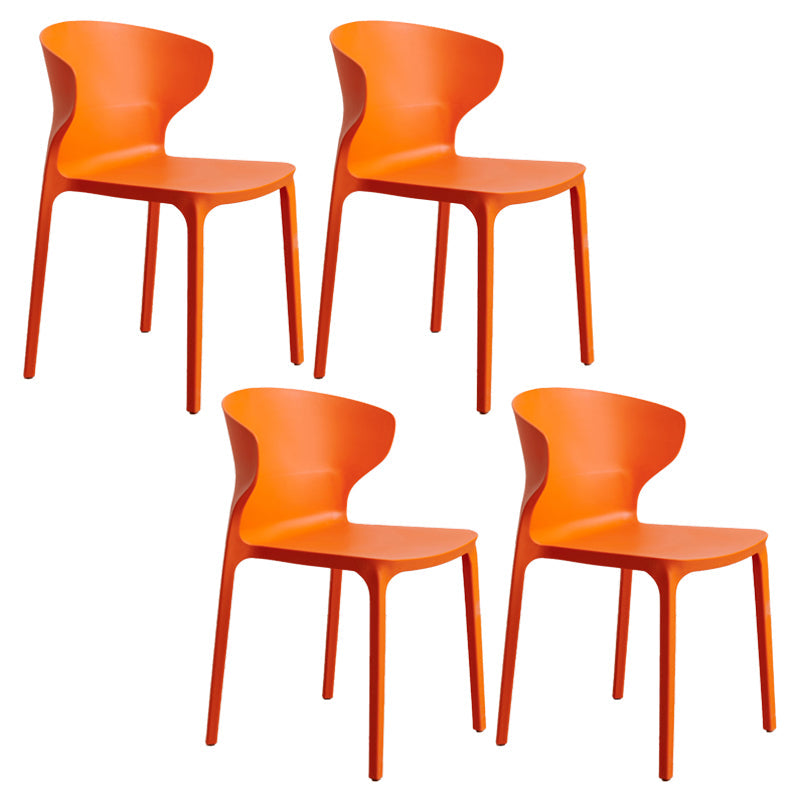 Contemporary Indoor-Outdoor Plastic Dining Chair Stacking Dining Chair Orange 4 Piece Set Clearhalo ' kitchen&dining_furn' 'Dining Chairs' 'Dining Tables & Seating' 'dining_chair' 'furn' 'furn_dining_chair' 'Furniture' 'furniture_dining_chair' 'Kitchen & Dining Furniture' 'kitchen' 3846731