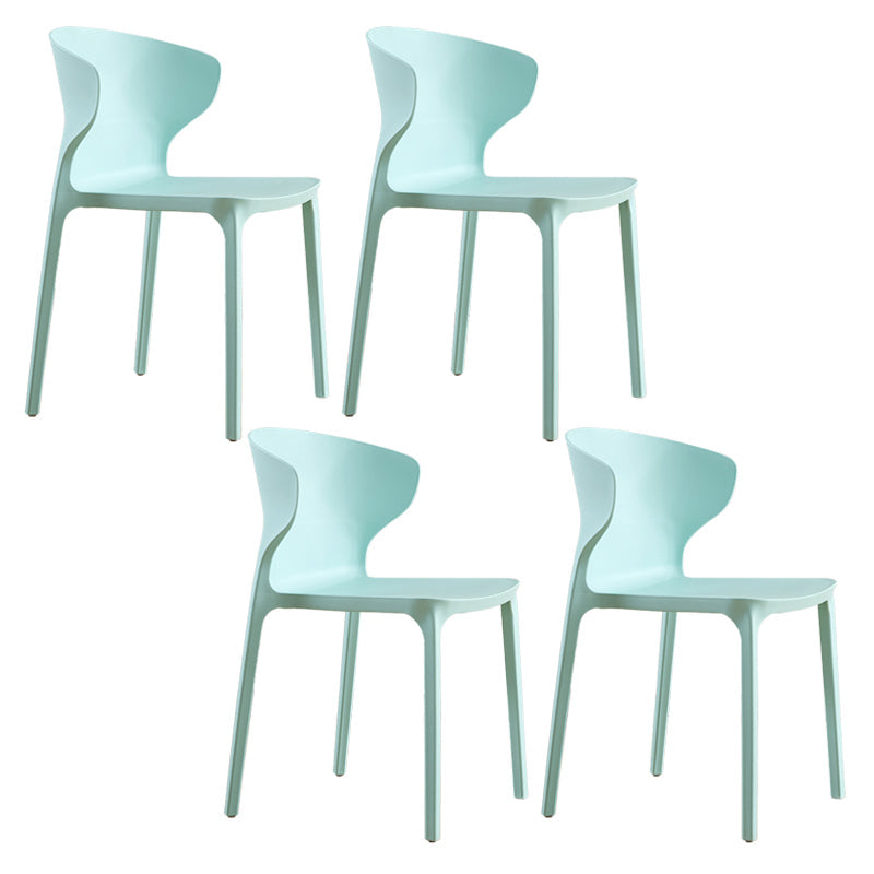 Contemporary Indoor-Outdoor Plastic Dining Chair Stacking Dining Chair Lake Blue 4 Piece Set Clearhalo ' kitchen&dining_furn' 'Dining Chairs' 'Dining Tables & Seating' 'dining_chair' 'furn' 'furn_dining_chair' 'Furniture' 'furniture_dining_chair' 'Kitchen & Dining Furniture' 'kitchen' 3846734