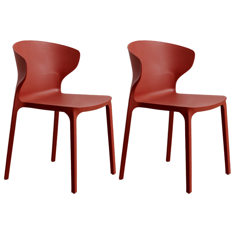 Contemporary Indoor-Outdoor Plastic Dining Chair Stacking Dining Chair Burgundy 2 Piece Set Clearhalo ' kitchen&dining_furn' 'Dining Chairs' 'Dining Tables & Seating' 'dining_chair' 'furn' 'furn_dining_chair' 'Furniture' 'furniture_dining_chair' 'Kitchen & Dining Furniture' 'kitchen' 3846736