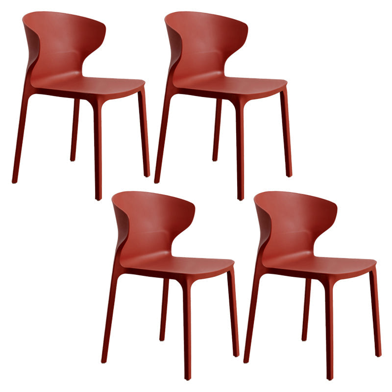 Contemporary Indoor-Outdoor Plastic Dining Chair Stacking Dining Chair Burgundy 4 Piece Set Clearhalo ' kitchen&dining_furn' 'Dining Chairs' 'Dining Tables & Seating' 'dining_chair' 'furn' 'furn_dining_chair' 'Furniture' 'furniture_dining_chair' 'Kitchen & Dining Furniture' 'kitchen' 3846737