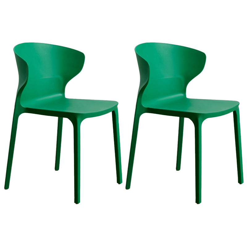Contemporary Indoor-Outdoor Plastic Dining Chair Stacking Dining Chair Dark Green 2 Piece Set Clearhalo ' kitchen&dining_furn' 'Dining Chairs' 'Dining Tables & Seating' 'dining_chair' 'furn' 'furn_dining_chair' 'Furniture' 'furniture_dining_chair' 'Kitchen & Dining Furniture' 'kitchen' 3846739
