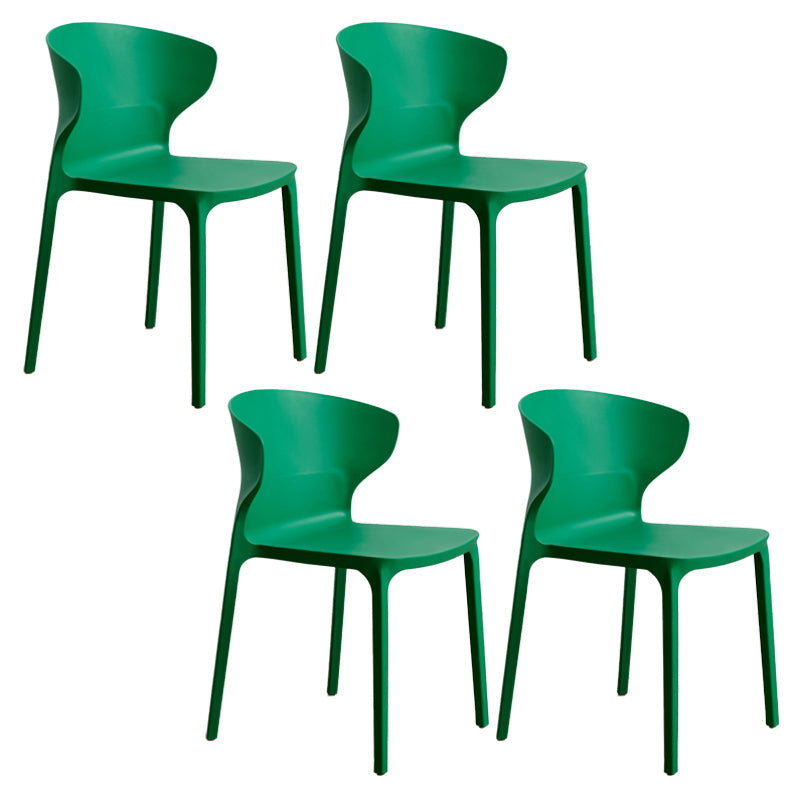 Contemporary Indoor-Outdoor Plastic Dining Chair Stacking Dining Chair Dark Green 4 Piece Set Clearhalo ' kitchen&dining_furn' 'Dining Chairs' 'Dining Tables & Seating' 'dining_chair' 'furn' 'furn_dining_chair' 'Furniture' 'furniture_dining_chair' 'Kitchen & Dining Furniture' 'kitchen' 3846740