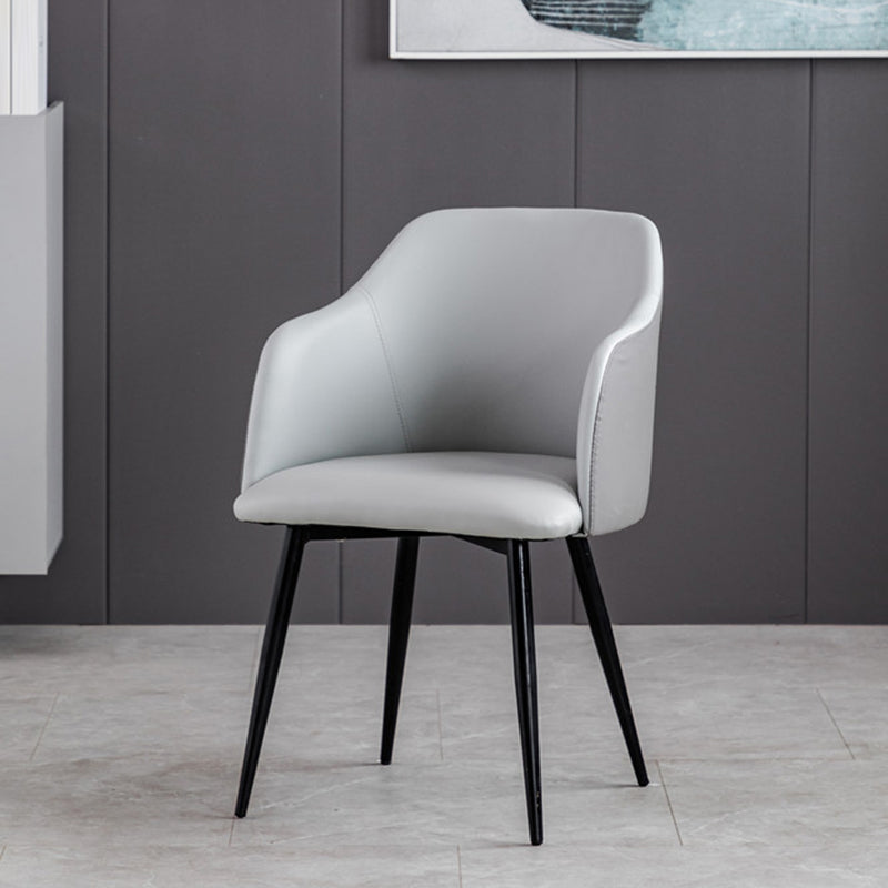 Scandinavian Home Arm Chair Parsons Back Upholstered Metal Dining Room Chair Silver Gray 1 Piece Clearhalo ' kitchen&dining_furn' 'Dining Chairs' 'Dining Tables & Seating' 'dining_chair' 'furn' 'furn_dining_chair' 'Furniture' 'furniture_dining_chair' 'Kitchen & Dining Furniture' 'kitchen' 3846742