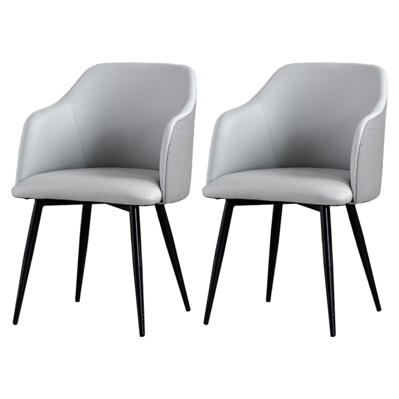 Scandinavian Home Arm Chair Parsons Back Upholstered Metal Dining Room Chair Silver Gray 2 Piece Set Clearhalo ' kitchen&dining_furn' 'Dining Chairs' 'Dining Tables & Seating' 'dining_chair' 'furn' 'furn_dining_chair' 'Furniture' 'furniture_dining_chair' 'Kitchen & Dining Furniture' 'kitchen' 3846744