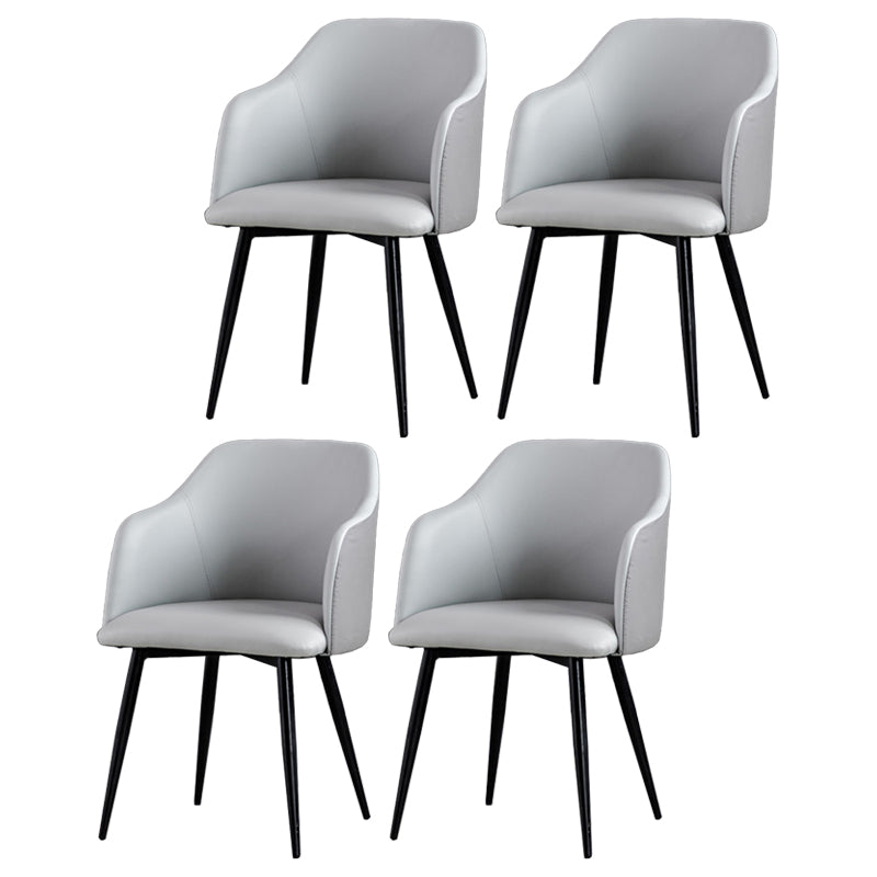 Scandinavian Home Arm Chair Parsons Back Upholstered Metal Dining Room Chair Silver Gray 4 Piece Set Clearhalo ' kitchen&dining_furn' 'Dining Chairs' 'Dining Tables & Seating' 'dining_chair' 'furn' 'furn_dining_chair' 'Furniture' 'furniture_dining_chair' 'Kitchen & Dining Furniture' 'kitchen' 3846745