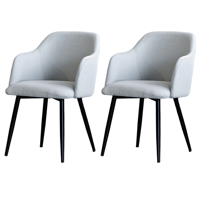 Scandinavian Home Arm Chair Parsons Back Upholstered Metal Dining Room Chair Light Gray 2 Piece Set Clearhalo ' kitchen&dining_furn' 'Dining Chairs' 'Dining Tables & Seating' 'dining_chair' 'furn' 'furn_dining_chair' 'Furniture' 'furniture_dining_chair' 'Kitchen & Dining Furniture' 'kitchen' 3846749