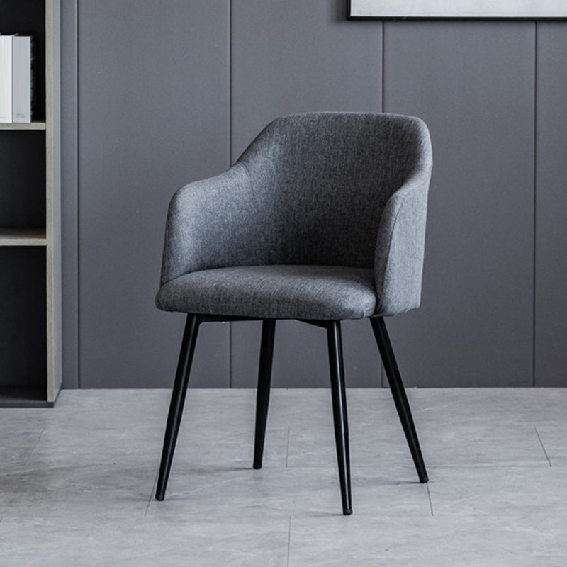 Scandinavian Home Arm Chair Parsons Back Upholstered Metal Dining Room Chair Dark Gray 1 Piece Clearhalo ' kitchen&dining_furn' 'Dining Chairs' 'Dining Tables & Seating' 'dining_chair' 'furn' 'furn_dining_chair' 'Furniture' 'furniture_dining_chair' 'Kitchen & Dining Furniture' 'kitchen' 3846753