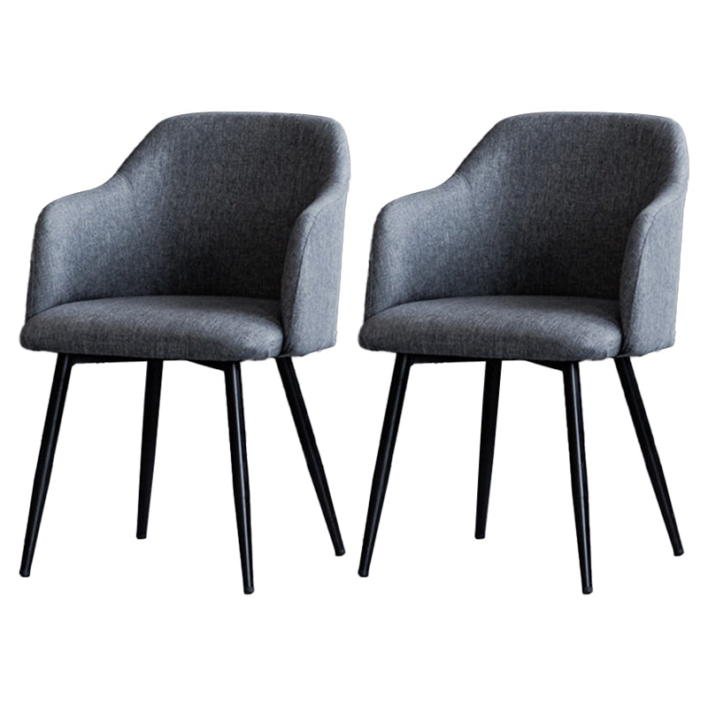 Scandinavian Home Arm Chair Parsons Back Upholstered Metal Dining Room Chair Dark Gray 2 Piece Set Clearhalo ' kitchen&dining_furn' 'Dining Chairs' 'Dining Tables & Seating' 'dining_chair' 'furn' 'furn_dining_chair' 'Furniture' 'furniture_dining_chair' 'Kitchen & Dining Furniture' 'kitchen' 3846755