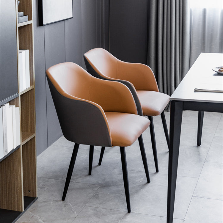 Scandinavian Home Arm Chair Parsons Back Upholstered Metal Dining Room Chair Clearhalo ' kitchen&dining_furn' 'Dining Chairs' 'Dining Tables & Seating' 'dining_chair' 'furn' 'furn_dining_chair' 'Furniture' 'furniture_dining_chair' 'Kitchen & Dining Furniture' 'kitchen' 3846757