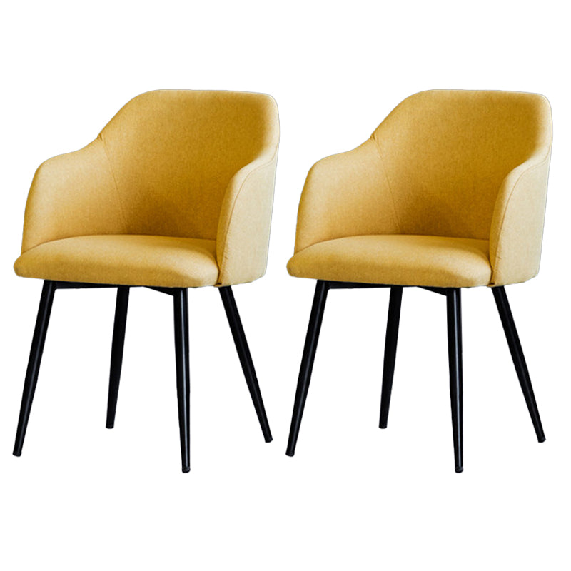 Scandinavian Home Arm Chair Parsons Back Upholstered Metal Dining Room Chair Yellow 2 Piece Set Clearhalo ' kitchen&dining_furn' 'Dining Chairs' 'Dining Tables & Seating' 'dining_chair' 'furn' 'furn_dining_chair' 'Furniture' 'furniture_dining_chair' 'Kitchen & Dining Furniture' 'kitchen' 3846761
