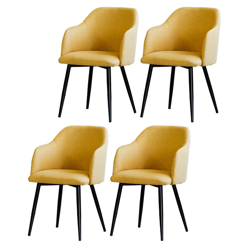Scandinavian Home Arm Chair Parsons Back Upholstered Metal Dining Room Chair Yellow 4 Piece Set Clearhalo ' kitchen&dining_furn' 'Dining Chairs' 'Dining Tables & Seating' 'dining_chair' 'furn' 'furn_dining_chair' 'Furniture' 'furniture_dining_chair' 'Kitchen & Dining Furniture' 'kitchen' 3846762