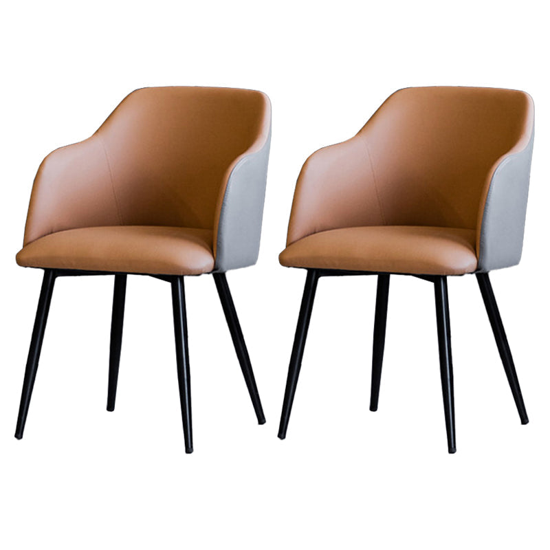 Scandinavian Home Arm Chair Parsons Back Upholstered Metal Dining Room Chair Light Coffee 2 Piece Set Clearhalo ' kitchen&dining_furn' 'Dining Chairs' 'Dining Tables & Seating' 'dining_chair' 'furn' 'furn_dining_chair' 'Furniture' 'furniture_dining_chair' 'Kitchen & Dining Furniture' 'kitchen' 3846764