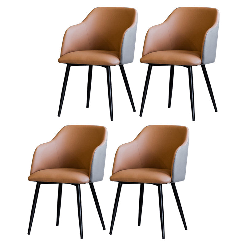 Scandinavian Home Arm Chair Parsons Back Upholstered Metal Dining Room Chair Light Coffee 4 Piece Set Clearhalo ' kitchen&dining_furn' 'Dining Chairs' 'Dining Tables & Seating' 'dining_chair' 'furn' 'furn_dining_chair' 'Furniture' 'furniture_dining_chair' 'Kitchen & Dining Furniture' 'kitchen' 3846765