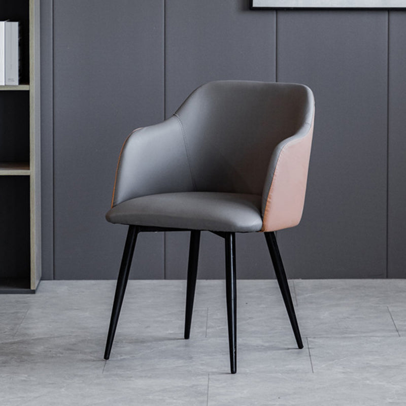 Scandinavian Home Arm Chair Parsons Back Upholstered Metal Dining Room Chair Gray Coffee 1 Piece Clearhalo ' kitchen&dining_furn' 'Dining Chairs' 'Dining Tables & Seating' 'dining_chair' 'furn' 'furn_dining_chair' 'Furniture' 'furniture_dining_chair' 'Kitchen & Dining Furniture' 'kitchen' 3846766