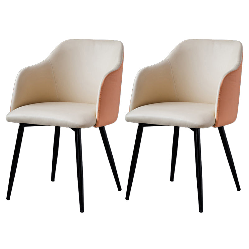 Scandinavian Home Arm Chair Parsons Back Upholstered Metal Dining Room Chair Off-White 2 Piece Set Clearhalo ' kitchen&dining_furn' 'Dining Chairs' 'Dining Tables & Seating' 'dining_chair' 'furn' 'furn_dining_chair' 'Furniture' 'furniture_dining_chair' 'Kitchen & Dining Furniture' 'kitchen' 3846776