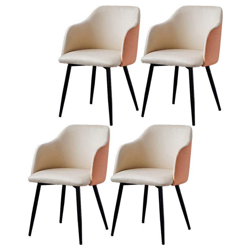 Scandinavian Home Arm Chair Parsons Back Upholstered Metal Dining Room Chair Off-White 4 Piece Set Clearhalo ' kitchen&dining_furn' 'Dining Chairs' 'Dining Tables & Seating' 'dining_chair' 'furn' 'furn_dining_chair' 'Furniture' 'furniture_dining_chair' 'Kitchen & Dining Furniture' 'kitchen' 3846777