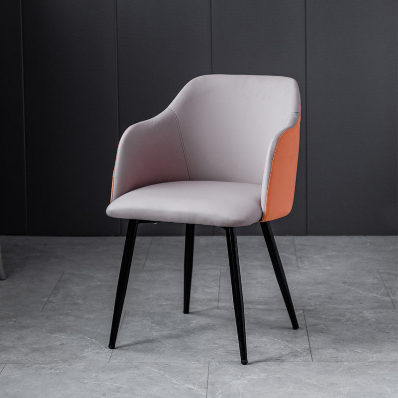 Scandinavian Home Arm Chair Parsons Back Upholstered Metal Dining Room Chair Orange-Gray 1 Piece Clearhalo ' kitchen&dining_furn' 'Dining Chairs' 'Dining Tables & Seating' 'dining_chair' 'furn' 'furn_dining_chair' 'Furniture' 'furniture_dining_chair' 'Kitchen & Dining Furniture' 'kitchen' 3846781