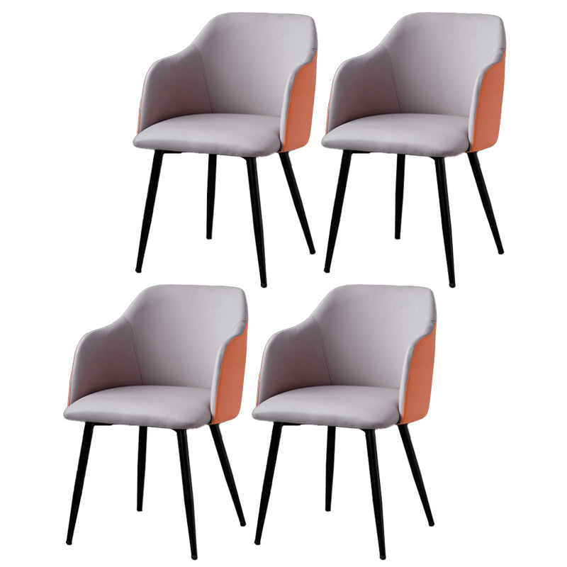 Scandinavian Home Arm Chair Parsons Back Upholstered Metal Dining Room Chair Orange-Gray 4 Piece Set Clearhalo ' kitchen&dining_furn' 'Dining Chairs' 'Dining Tables & Seating' 'dining_chair' 'furn' 'furn_dining_chair' 'Furniture' 'furniture_dining_chair' 'Kitchen & Dining Furniture' 'kitchen' 3846783