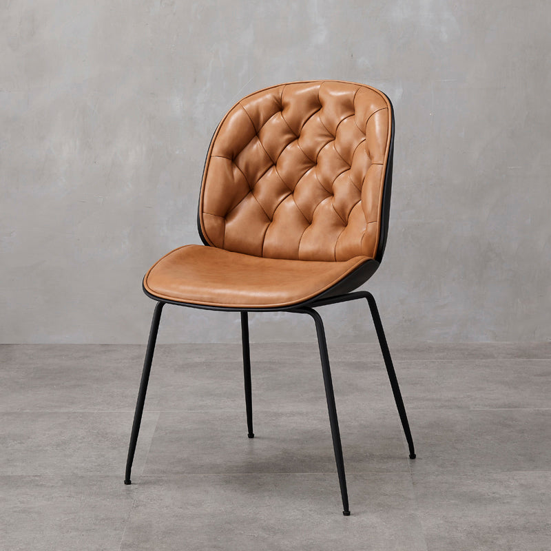 Industrial Style Leather Dining Chairs Solid Back Armless Dining Chairs for Home Brown 1 Piece Clearhalo ' kitchen&dining_furn' 'Dining Chairs' 'Dining Tables & Seating' 'dining_chair' 'furn' 'furn_dining_chair' 'Furniture' 'furniture_dining_chair' 'Kitchen & Dining Furniture' 'kitchen' 3846788