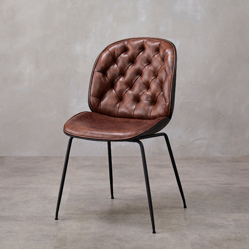 Industrial Style Leather Dining Chairs Solid Back Armless Dining Chairs for Home Red 1 Piece Clearhalo ' kitchen&dining_furn' 'Dining Chairs' 'Dining Tables & Seating' 'dining_chair' 'furn' 'furn_dining_chair' 'Furniture' 'furniture_dining_chair' 'Kitchen & Dining Furniture' 'kitchen' 3846793