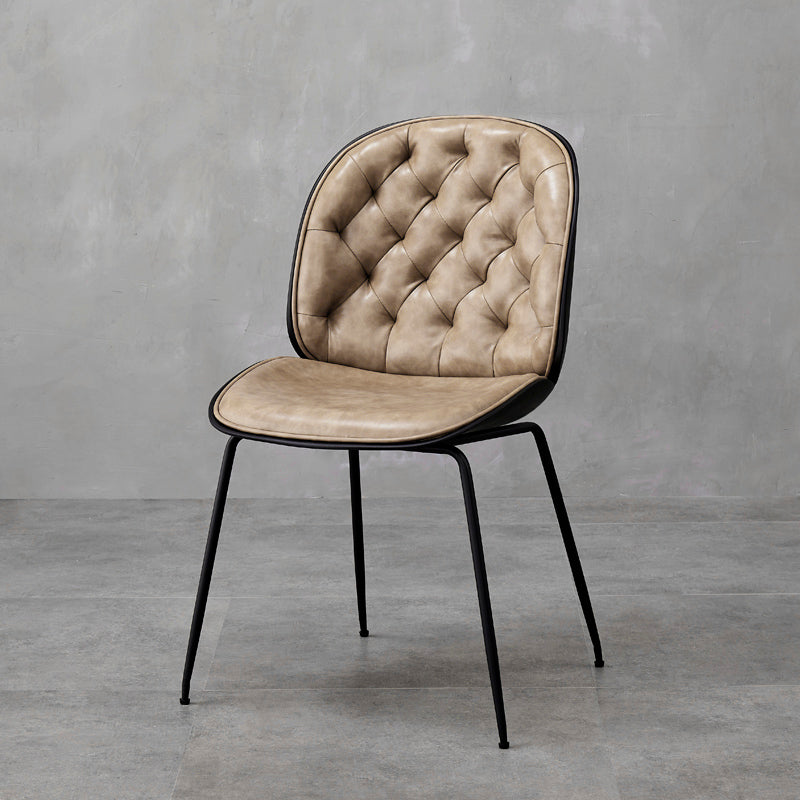 Industrial Style Leather Dining Chairs Solid Back Armless Dining Chairs for Home Clearhalo ' kitchen&dining_furn' 'Dining Chairs' 'Dining Tables & Seating' 'dining_chair' 'furn' 'furn_dining_chair' 'Furniture' 'furniture_dining_chair' 'Kitchen & Dining Furniture' 'kitchen' 3846794