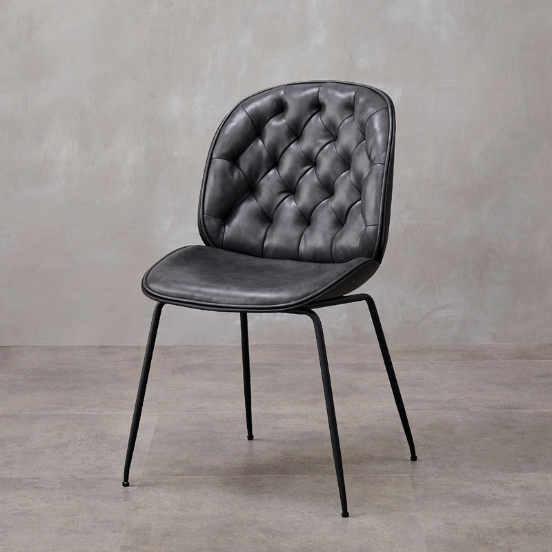 Industrial Style Leather Dining Chairs Solid Back Armless Dining Chairs for Home Black 1 Piece Clearhalo ' kitchen&dining_furn' 'Dining Chairs' 'Dining Tables & Seating' 'dining_chair' 'furn' 'furn_dining_chair' 'Furniture' 'furniture_dining_chair' 'Kitchen & Dining Furniture' 'kitchen' 3846800