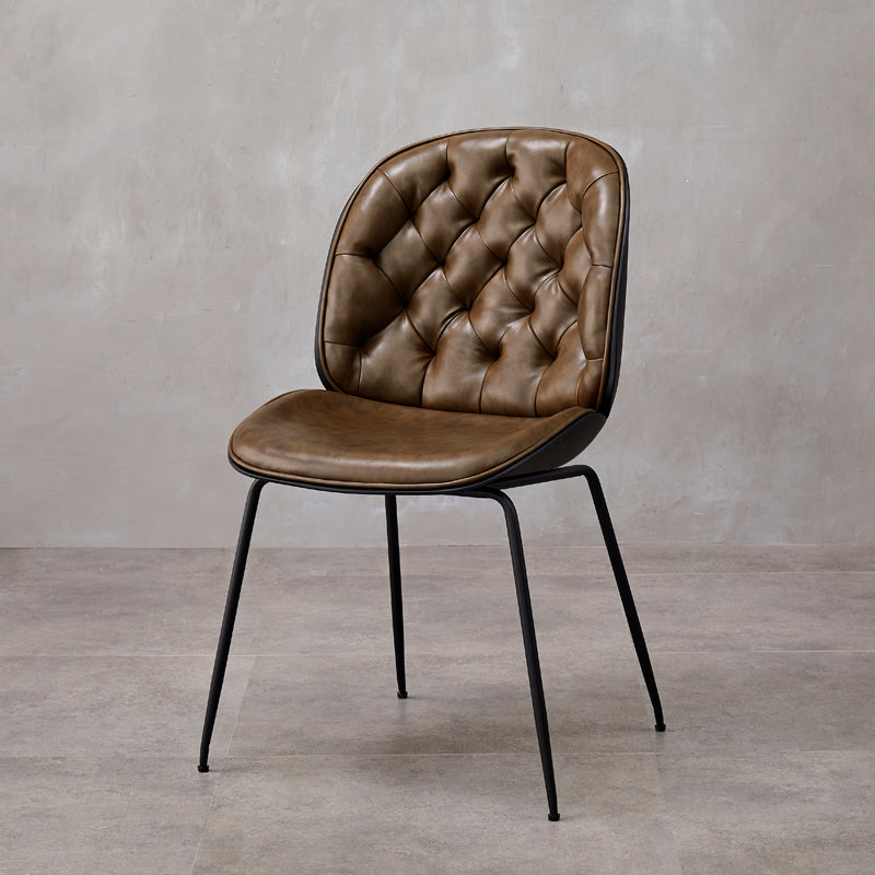 Industrial Style Leather Dining Chairs Solid Back Armless Dining Chairs for Home Coffee 1 Piece Clearhalo ' kitchen&dining_furn' 'Dining Chairs' 'Dining Tables & Seating' 'dining_chair' 'furn' 'furn_dining_chair' 'Furniture' 'furniture_dining_chair' 'Kitchen & Dining Furniture' 'kitchen' 3846806