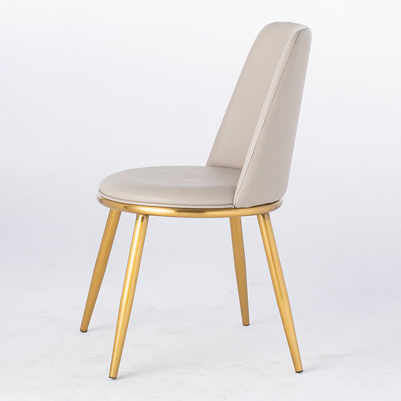 Glam Style Upholstered Side Chairs Solid Back Armless Dining Side Chairs for Home Light Gray 1 Piece Clearhalo ' kitchen&dining_furn' 'Dining Chairs' 'Dining Tables & Seating' 'dining_chair' 'furn' 'furn_dining_chair' 'Furniture' 'furniture_dining_chair' 'Kitchen & Dining Furniture' 'kitchen' 3846810