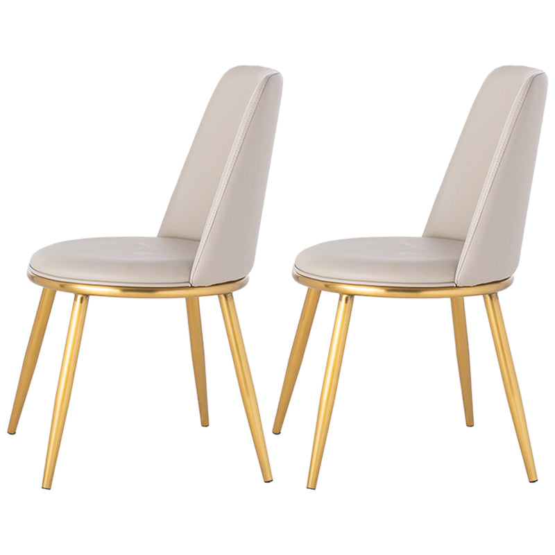 Glam Style Upholstered Side Chairs Solid Back Armless Dining Side Chairs for Home Light Gray 2 Piece Set Clearhalo ' kitchen&dining_furn' 'Dining Chairs' 'Dining Tables & Seating' 'dining_chair' 'furn' 'furn_dining_chair' 'Furniture' 'furniture_dining_chair' 'Kitchen & Dining Furniture' 'kitchen' 3846812